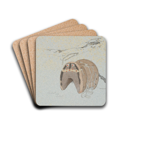 Stamme af et oliventr og en paksaddel by Johan Thomas Lundbye Drink Coasters - set of 4