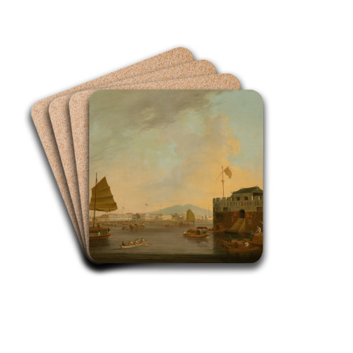 The European Factories and Dutch Folly Fort, Canton, from the southwest side of the Canton River by Thomas Daniell Drink Coasters - set of 4 The European Factories and Dutch Folly Fort, Canton, from the southwest side of the Canton River by Thomas Daniell Drink Coasters - set of 4