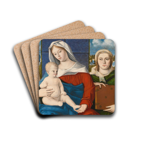 A Sacra Conversazione; The Madonna And Child With Saint Simeon And A Female Saint by Marco Bello Drink Coasters - set of 4