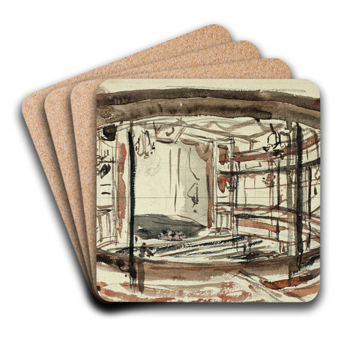 Study for Sadlers Wells Theater by Augustus Charles Pugin Art Drink Coaster set