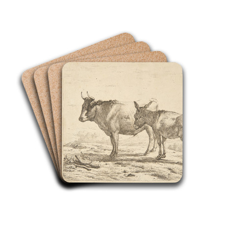 En okse og et sel by Karel Dujardin Drink Coasters - set of 4