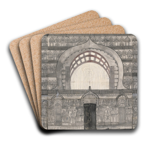 The Temple at Ekvera (Karle) by Gangaram Chintaman Tambat Art Drink Coaster set The Temple at Ekvera (Karle) by Gangaram Chintaman Tambat Art Drink Coaster set