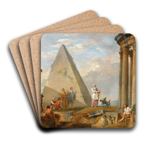 Ruins with a woman preaching by Giovanni Paolo Panini Art Drink Coaster set
