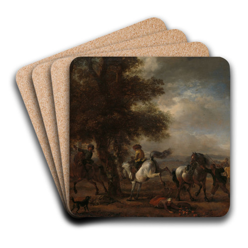 The Bucking Grey by Philips Wouwerman Art Drink Coaster set