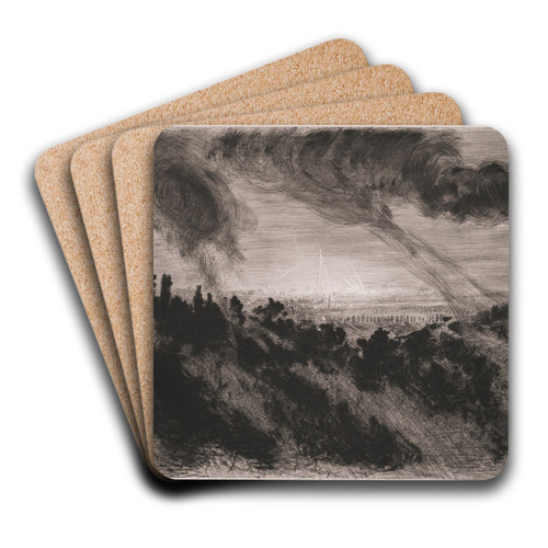 L'Eposition universelle vue de Meudon by Charles Paul Renouard Art Drink Coaster set
