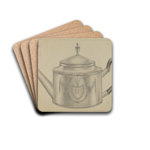 Silver Teapot by Hester Duany Drink Coasters - set of 4