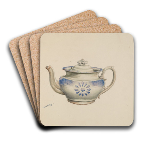 Teapot by Charles Moss Art Drink Coaster set