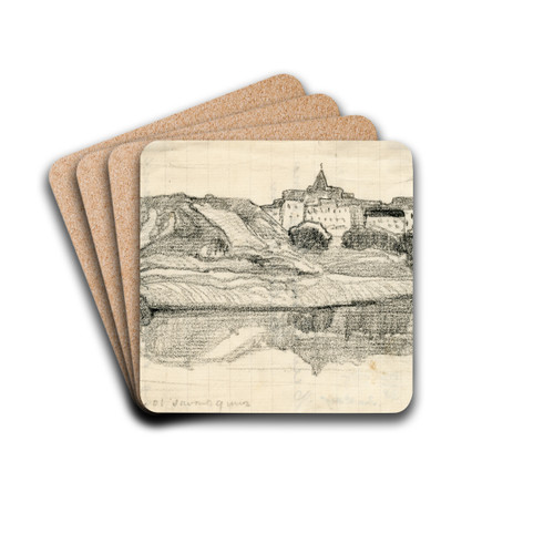Gezicht op een stad in de Maasvallei by Theo van Hoytema Drink Coasters - set of 4 Gezicht op een stad in de Maasvallei by Theo van Hoytema Drink Coasters - set of 4