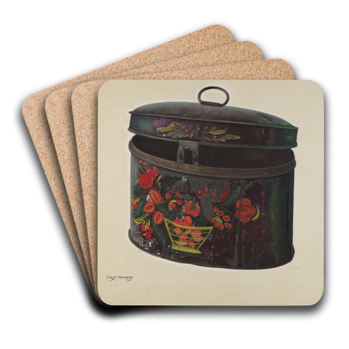 Painted Toleware Box by Chris Makrenos Art Drink Coaster set Painted Toleware Box by Chris Makrenos Art Drink Coaster set