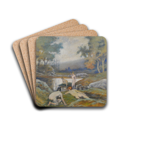 Women bathing by Eduardo Svori Drink Coasters - set of 4