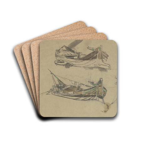 Studienblatt mit Flukhnen by Anton Burger Drink Coasters - set of 4 Studienblatt mit Flukhnen by Anton Burger Drink Coasters - set of 4