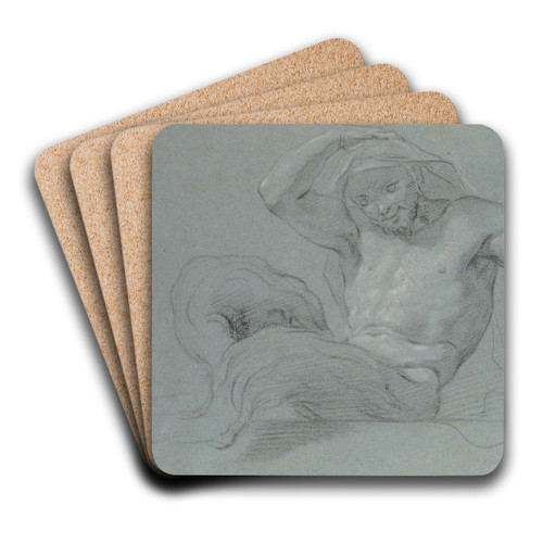 Satyr Reclining on a Ledge, Facing Left by Jacopo Guarana Art Drink Coaster set