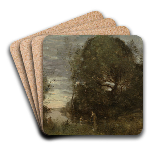 Baigneuses dans une crique boise by Jean-Baptiste-Camille Corot Art Drink Coaster set Baigneuses dans une crique boise by Jean-Baptiste-Camille Corot Art Drink Coaster set