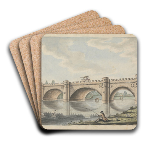 Bridge at Alnwick Castle, Northumberland by William Beilby Art Drink Coaster set