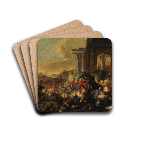 King Johann Sobieski of Poland in the Battle of Vienna by Johann Heinrich Roos Drink Coasters - set of 4
