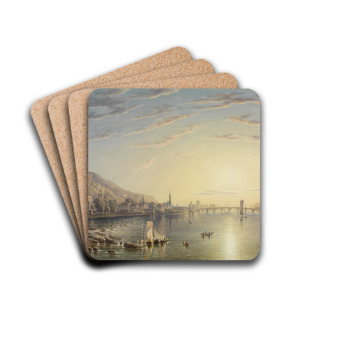 Ansicht von Heidelberg, neckarabwrts gesehen by Carl Ludwig Frommel Drink Coasters - set of 4