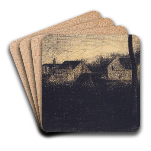 Landscape with Houses by Georges Seurat Art Drink Coaster set