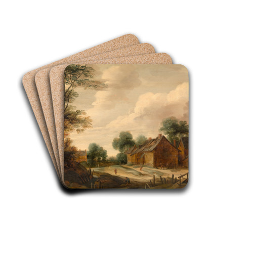 Landscape with a Farm by Lodewijk de Vadder Drink Coasters - set of 4