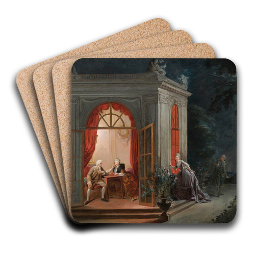 Le Contrat De Mariage Ou L'attente Nerveuse by Jean-Baptiste-Andr Gautier d'Agoty Art Drink Coaster set