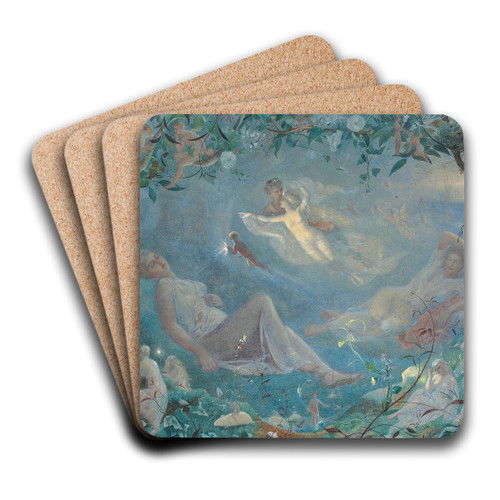 Titania asleep; a scene from 'A Midsummer Night's Dream', Act II, Scene ii by John Simmons Art Drink Coaster set