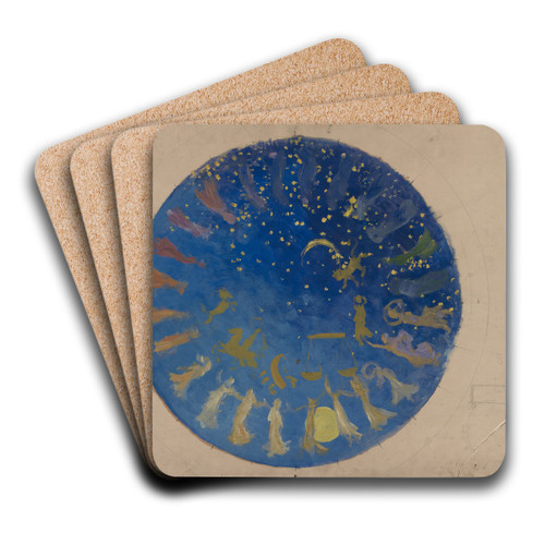 Study for 'The Hours' ceiling mural, House Chamber, Pennsylvania State Capitol atHarrisburg by Edwin Austin Abbey Art Drink Coaster set