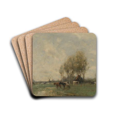 Weide met koeien by Willem Maris Drink Coasters - set of 4