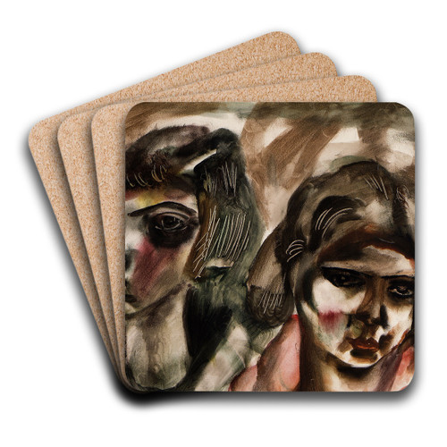 Two heads by Frances Hodgkins Art Drink Coaster set Two heads by Frances Hodgkins Art Drink Coaster set