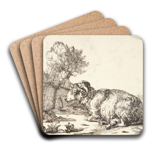 Liggende vdder, vendt mod venstre by Marcus de Bye Art Drink Coaster set