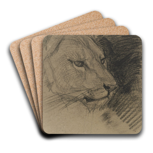 Kop van een leeuw by August Alleb Art Drink Coaster set Kop van een leeuw by August Alleb Art Drink Coaster set