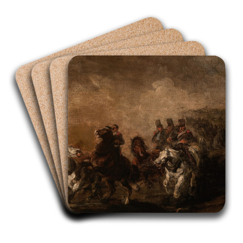 Artillery Crossing a Stream by Piotr Michaowski Art Drink Coaster set