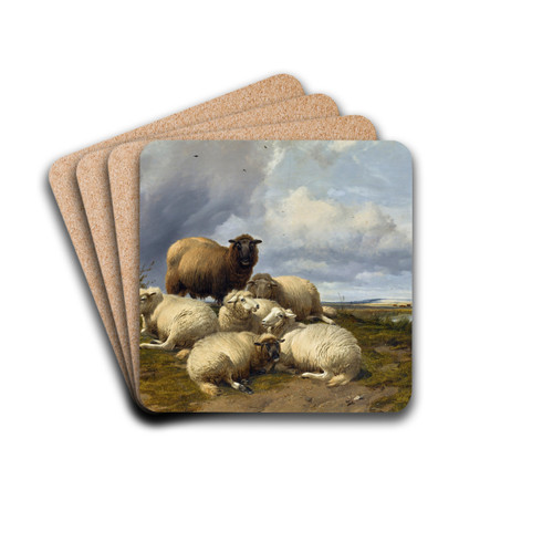 The gathering storm canterbury meadows by Thomas Sidney Cooper Drink Coasters - set of 4