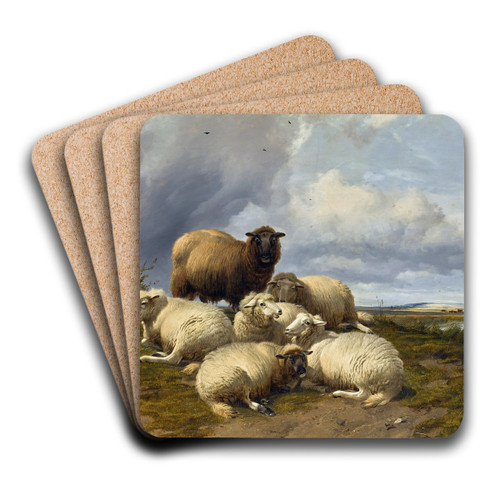 The gathering storm canterbury meadows by Thomas Sidney Cooper Art Drink Coaster set