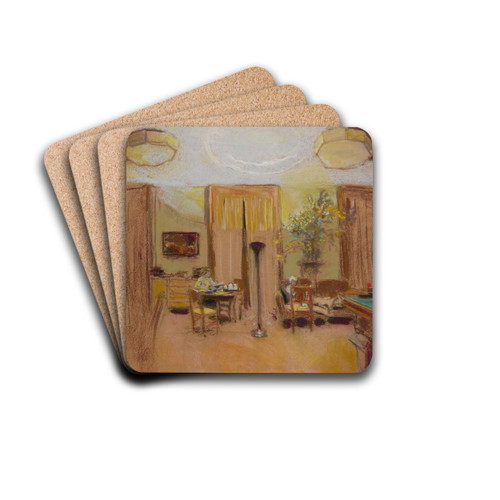 Lucy Hessel and Lulu in the Large Drawing-Room at Les Clayes by douard Vuillard Drink Coasters - set of 4 Lucy Hessel and Lulu in the Large Drawing-Room at Les Clayes by douard Vuillard Drink Coasters - set of 4