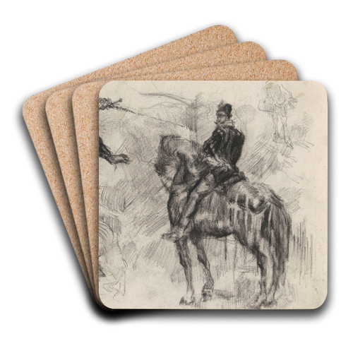 Don Quixote by James Ensor Art Drink Coaster set Don Quixote by James Ensor Art Drink Coaster set