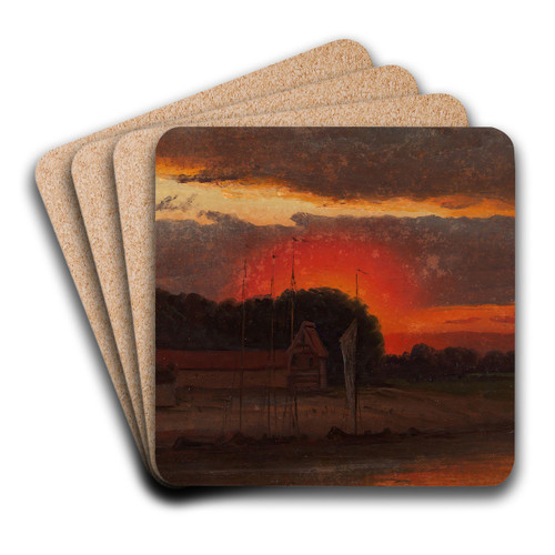 The Elbe in Sunset by Knud Baade Art Drink Coaster set