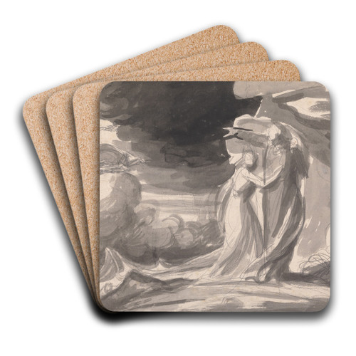 Miranda, Prospero, and Caliban: The Tempest by George Romney Art Drink Coaster set