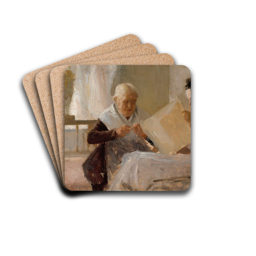 Annie Edelfelt With Fredrika Snygg by Albert Edelfelt Drink Coasters - set of 4