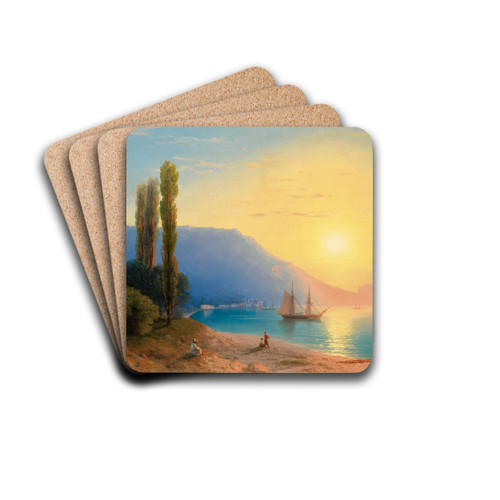 Sunset Over Yalta by Ivan Konstantinovich Aivazovsky Drink Coasters - set of 4 Sunset Over Yalta by Ivan Konstantinovich Aivazovsky Drink Coasters - set of 4
