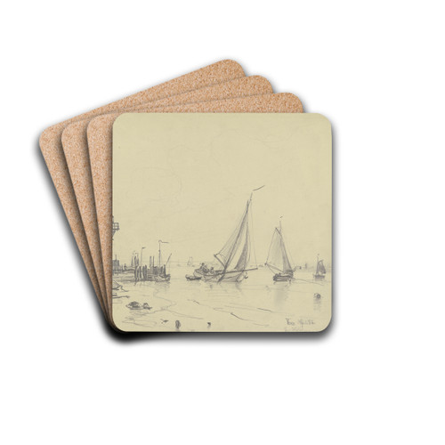 Hafen in Veere auf Walcheren by Friedrich Ernst Morgenstern Drink Coasters - set of 4