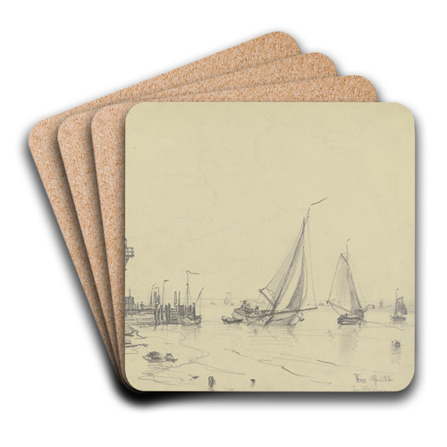Hafen in Veere auf Walcheren by Friedrich Ernst Morgenstern Art Drink Coaster set