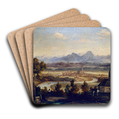 Blick auf Villach by Josef Willroider Art Drink Coaster set
