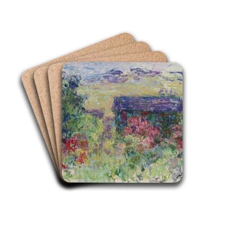 La Maison  travers les roses by Claude Monet Drink Coasters - set of 4