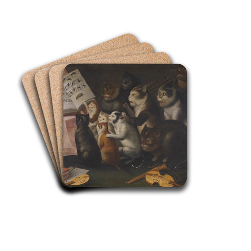 AGlaring Of Cats Making Music And Singing by Flemish School Drink Coasters - set of 4