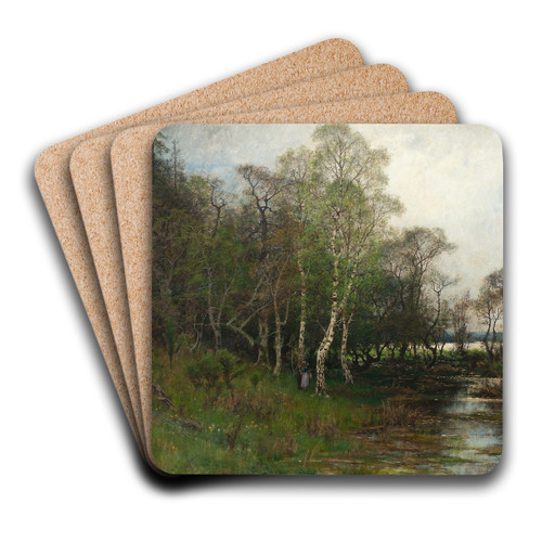 Spring Landscape. Motif from Tullinge in Sdermanland by Oscar Trn Art Drink Coaster set
