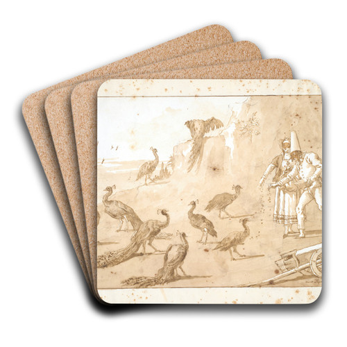Punchinello Feeding thePeacocks by Giovanni Domenico Tiepolo Art Drink Coaster set