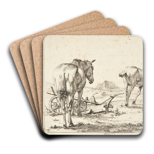 To heste og en plov by Karel Dujardin Art Drink Coaster set