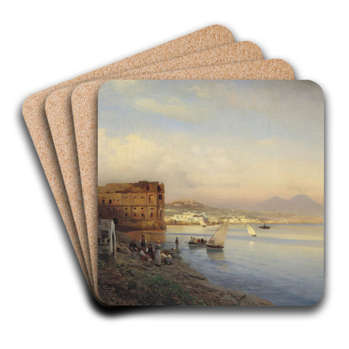 Blick auf die Bucht von Neapel by Albert Flamm Art Drink Coaster set