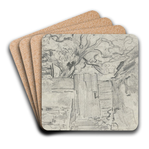 Gartenpfrtchen mit Baum dahinter by Anton Burger Art Drink Coaster set