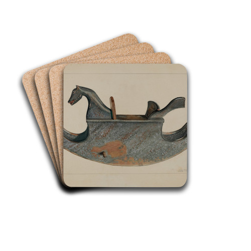 Toy Rocking Horse by John Fisk Drink Coasters - set of 4