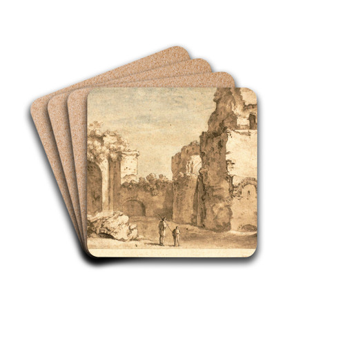 Roman Ruins by Circle of Bartholomeus Breenbergh Drink Coasters - set of 4